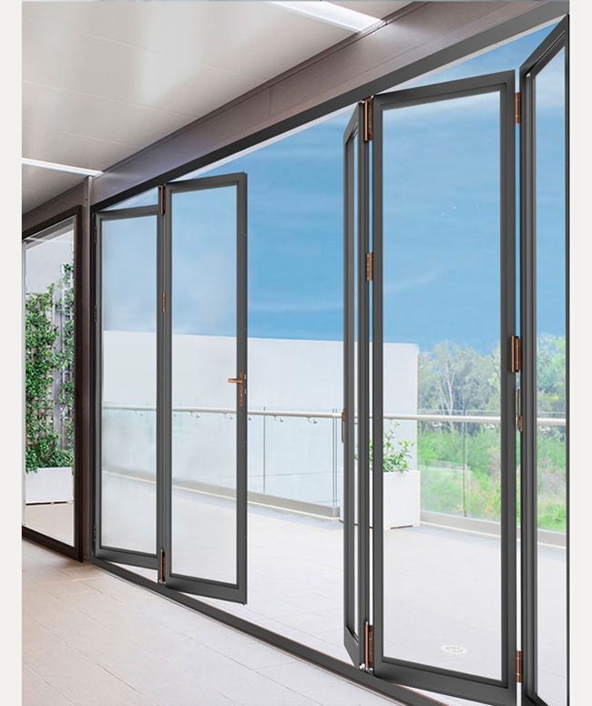frameless εξωτερικό πορτών γυαλιού διπλώματος, ακκορντέον διαιρετών δωματίων που διπλώνει τις πόρτες, διάγραμμα 2 εφαρμογής σκηνής
